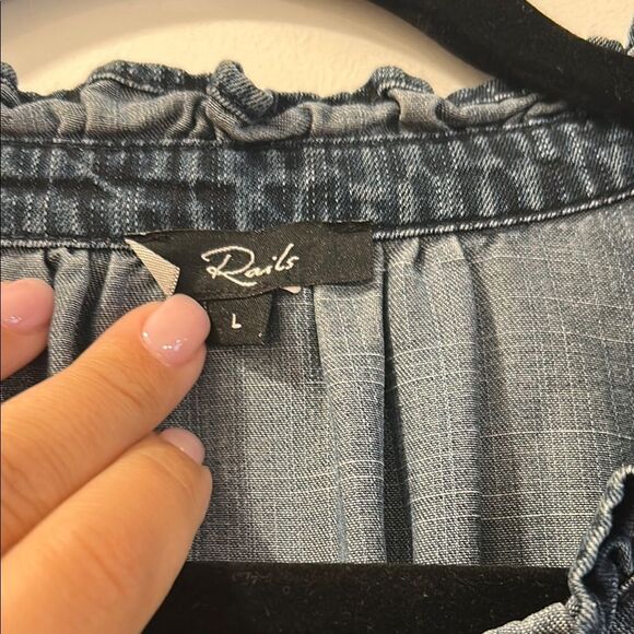 Rails Ruffled Denim Dress, Size Large - Picture 7 of 10